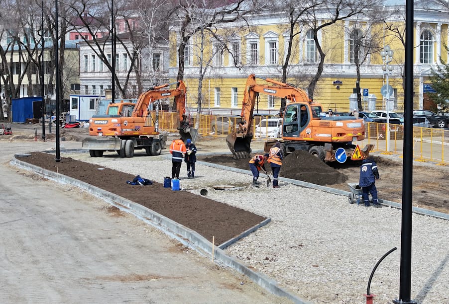 Реконструкция улицы Краснофлотской в Благовещенске выполнена на 70 %
